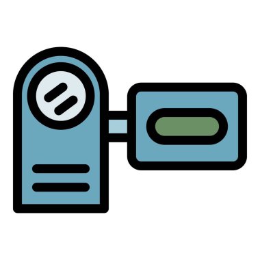 Video kamera simgesi renk ana hatları vektörü