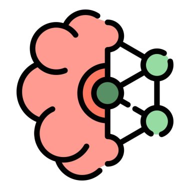 Ai beyin simgesi renk ana hatları vektörü