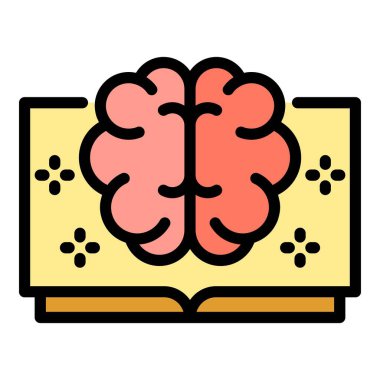 Ai akıllı kitap simgesi renk ana hatları vektörü aç