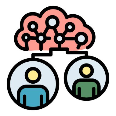 Ai ağ simgesi renk dış hat vektörü