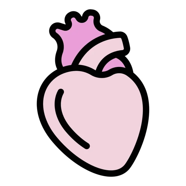 Corazón humano cardiaco icono color contorno vector — Vector de stock