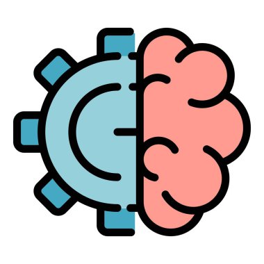 Gear ai beyin simgesi renk çizgisi vektörü