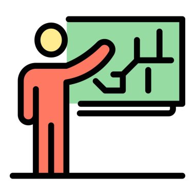 Ai öğrenme ders simgesi renk ana hatları vektörü