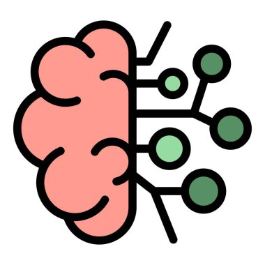 Akıllı beyin simgesi renk ana hatları vektörü