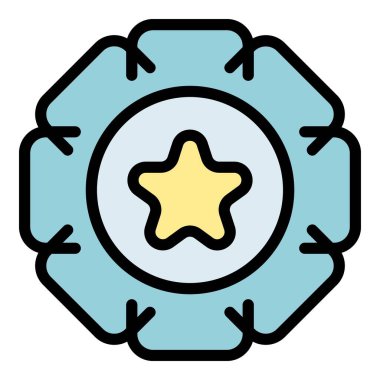 Yıldız amblemi renk ana hatları vektörü