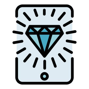 Elmas oyunu akıllı telefon simgesi renk ana hatları vektörü