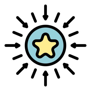 Video oyunu yıldız simgesi renk ana hatları vektörü