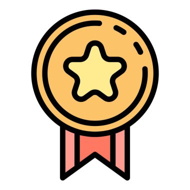 Video oyunu ödül simgesi renk ana hatları vektörü