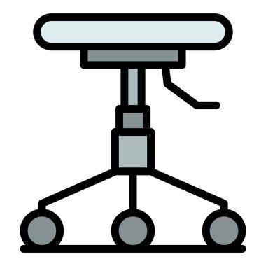 Dövme stüdyosu arkası olmayan sandalye simgesi renk çizgisi vektörü