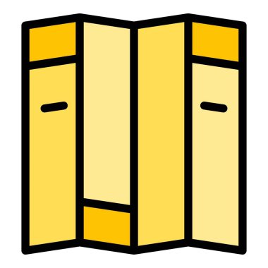 Katlanmış broşür simgesi renk ana hatları vektörü