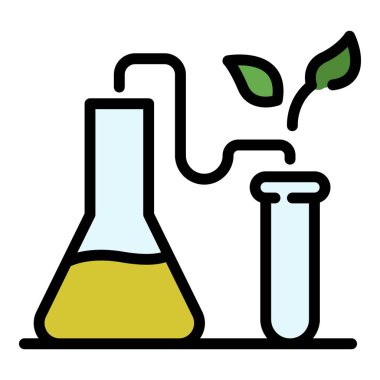 Matara ve test tübü simgesi renk ana hatları vektörü