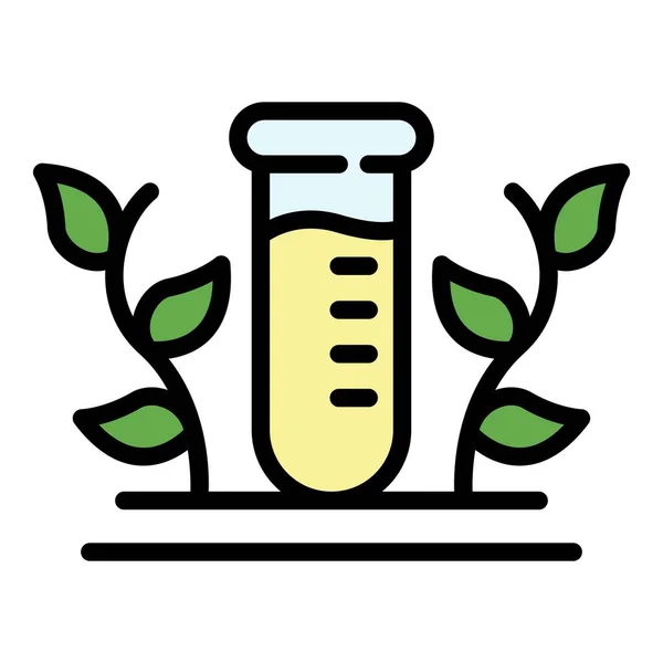 Test tube and two twigs icon color outline vector — Stock Vector
