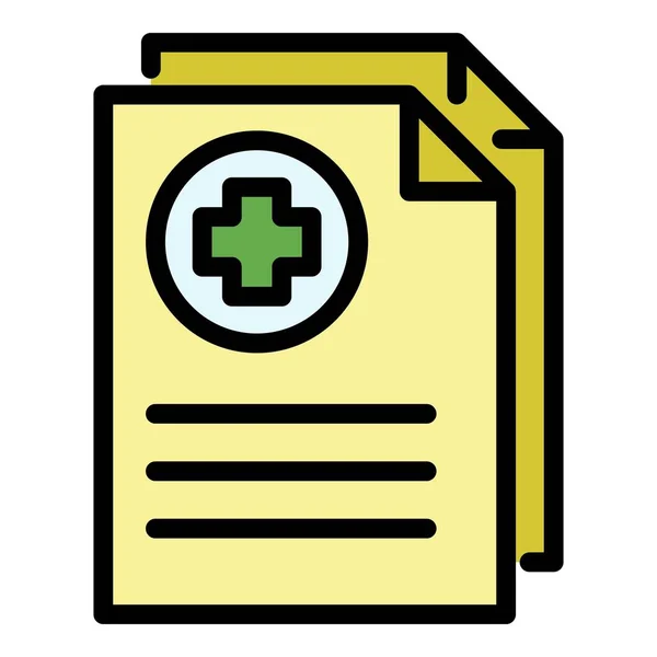 Dokumenty medyczne ikona kolor zarys wektor — Wektor stockowy