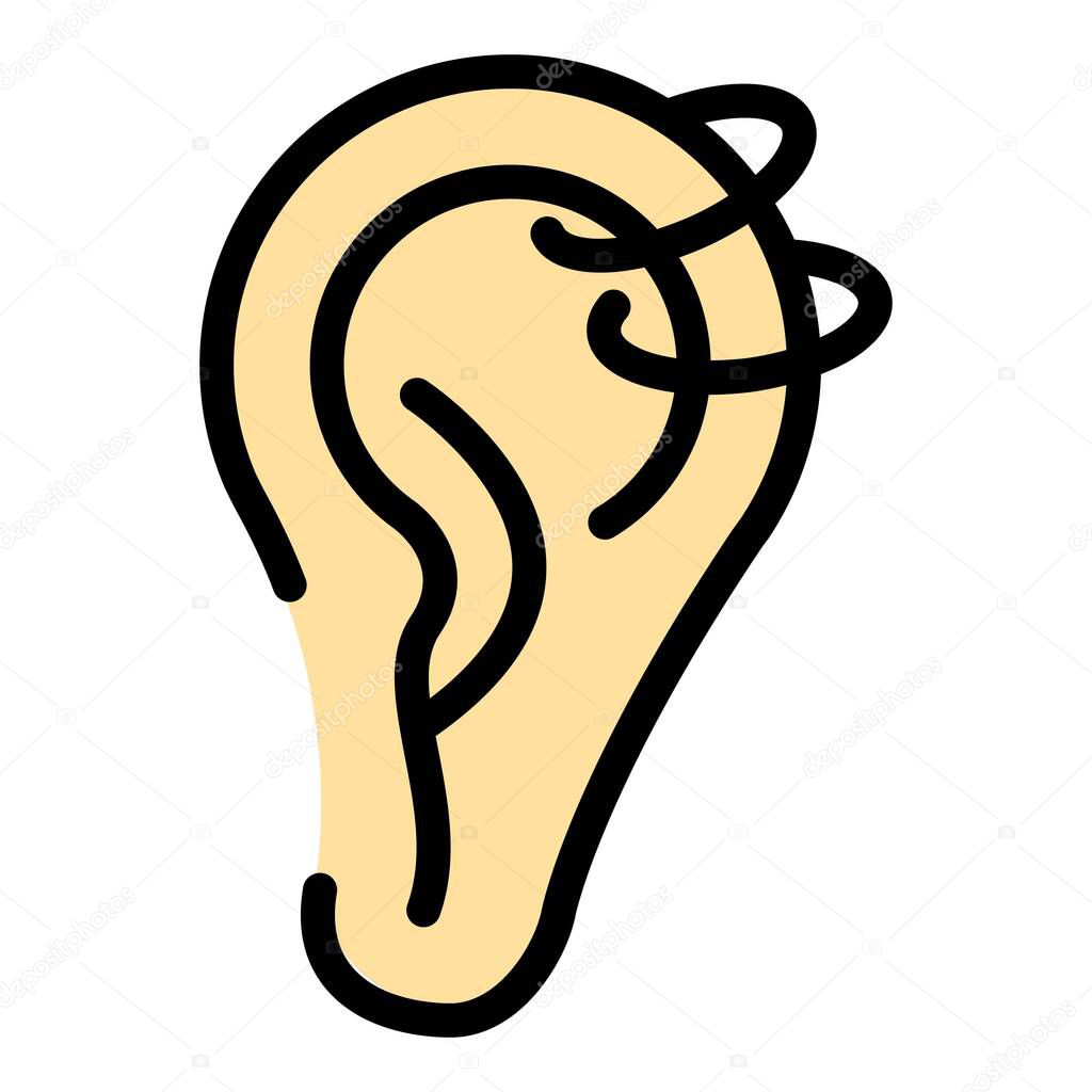 Shape ear piercing icon color outline vector