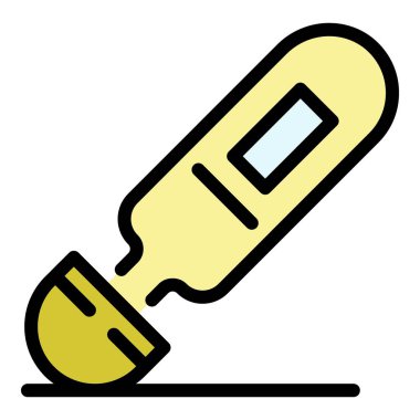 Elektronik termometre simgesi renk ana hatları vektörü