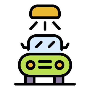 Araba yıkama simgesi renk ana hatları vektörü