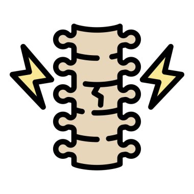 Omurga kırığı simgesi renk ana hatları vektörü