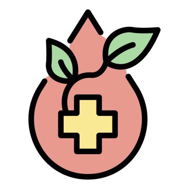 Bitki medikal indirme simgesi renk ana hatları vektörü