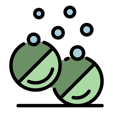 Bitkisel hap simgesi renk ana hatları vektörü