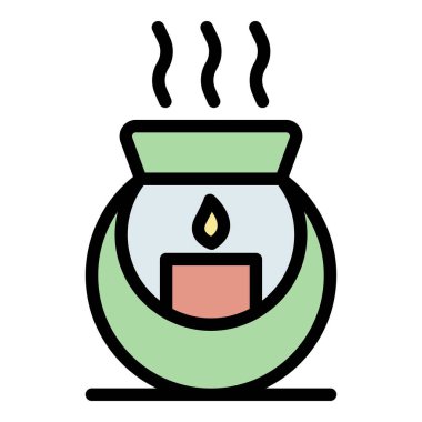 Mum yakma simgesi renk ana hatları vektörü