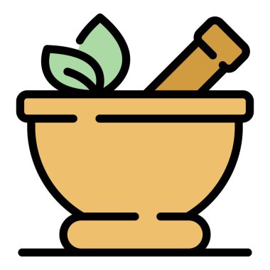 Spa kâsesi simgesi renk ana hatları vektörü