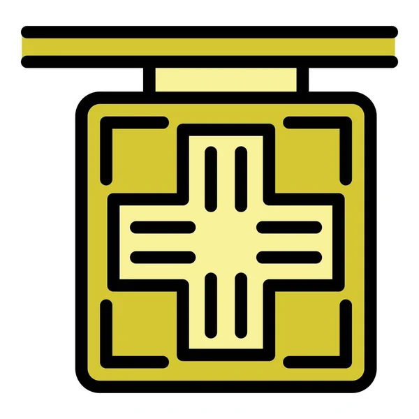Znak elektryczny medyczny krzyż ikona kolor zarys wektor — Wektor stockowy