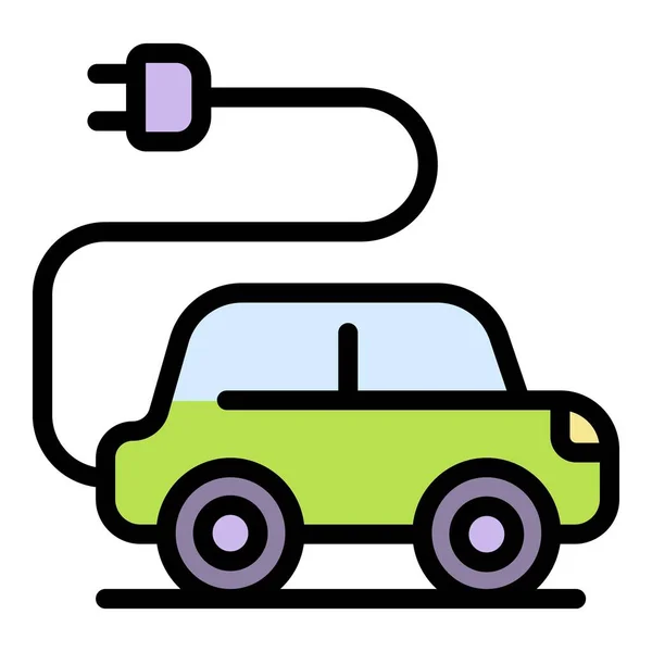 Car with plug icon color outline vector — Stock Vector