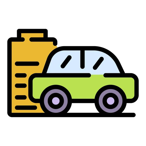 Samochód i bateria ikona kolor zarys wektor — Wektor stockowy