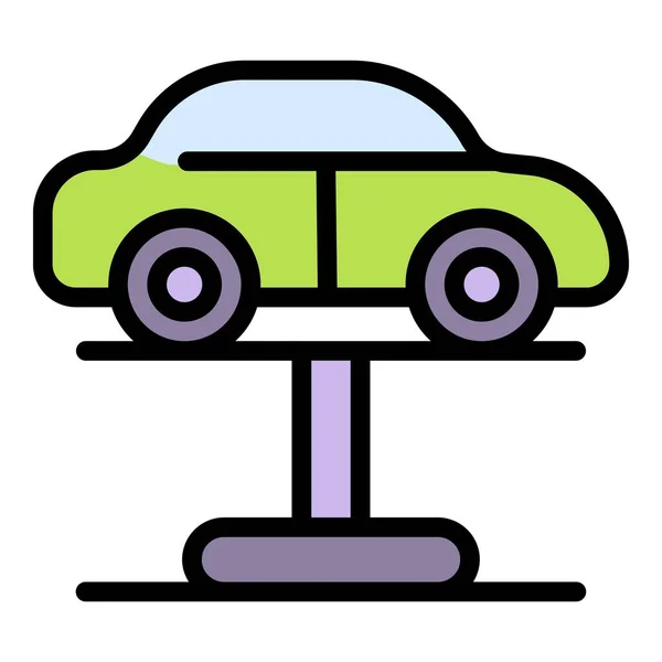 Ascensore auto vista laterale icona colore contorno vettoriale — Vettoriale Stock