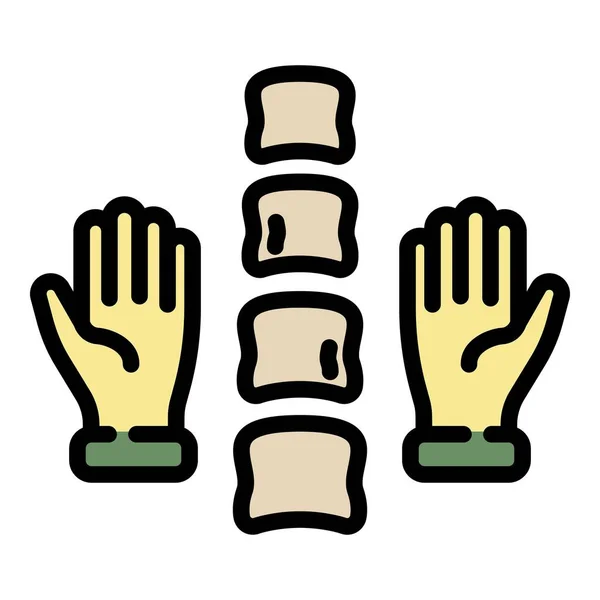手掌和椎体图标颜色轮廓矢量 — 图库矢量图片