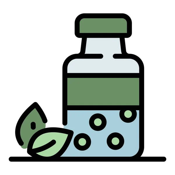 Herbal pill jar icon color outline vector — Stock Vector