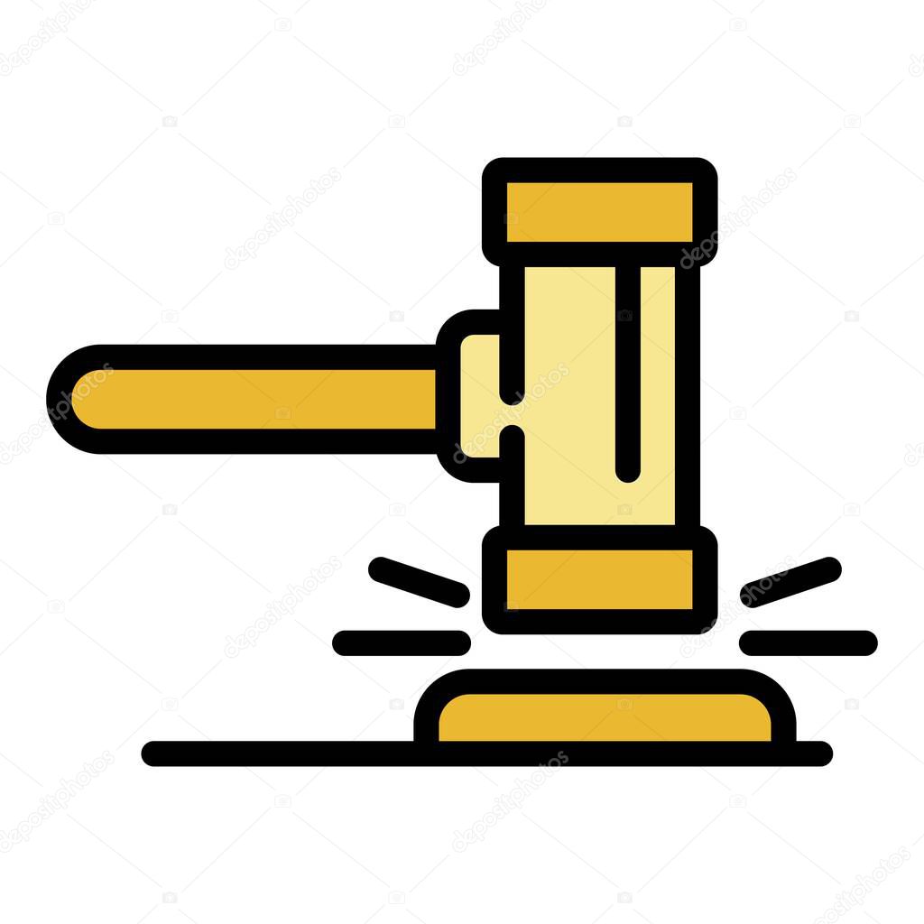 Judge gavel icon color outline vector