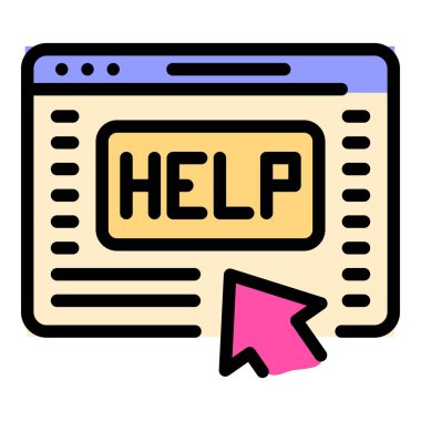 Çevrimiçi yardım sayfası renk ana hatları vektörü