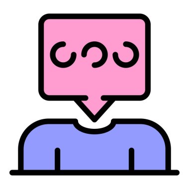 Servis merkezi sohbet simgesi renk ana hatları vektörü