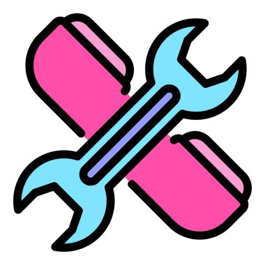 Servis merkezi simge renk ana hatları vektörünü ara