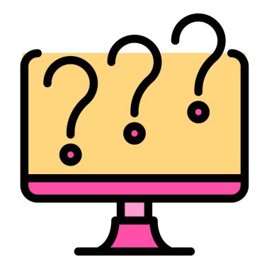 Kırık bilgisayar monitörü simgesi renk ana hatları vektörü