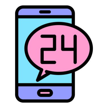 Smartphone servis merkezi simgesi renk ana hatları vektörü