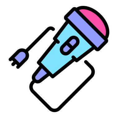 Ultrason aygıtı simgesi renk ana hatları vektörü