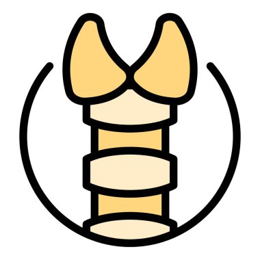 Salgı bezi tiroit simgesi renk ana hatları vektörü