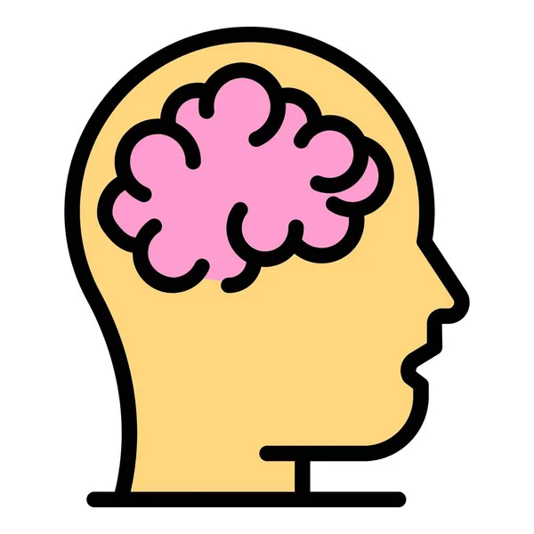 Vettore di contorno del colore dell'icona del cervello umano sano — Vettoriale Stock