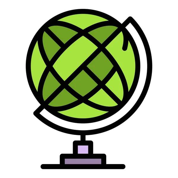 Globe école icône couleur contour vecteur — Image vectorielle