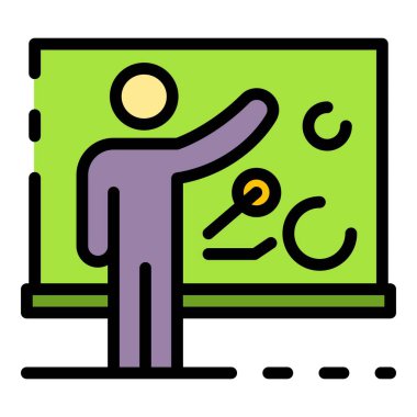 Görev eğitim simgesi renk ana hatları vektörü