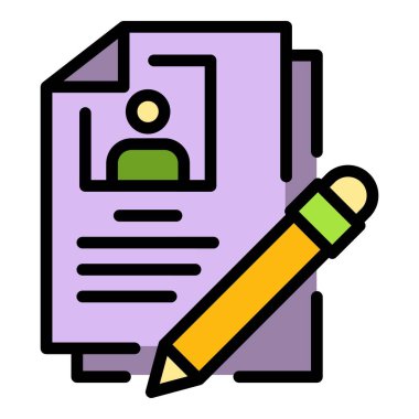 Kişi cv simgesi renk ana hatları vektörü