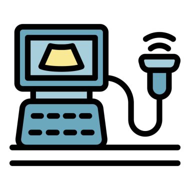 Jinekolog ultrason simgesi renk ana hatları vektörü