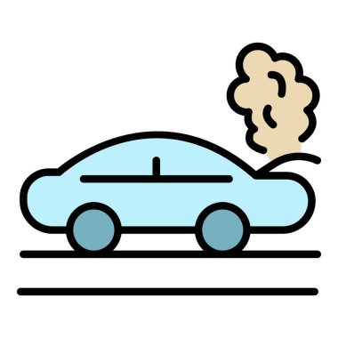 Kırık araba simgesi rengi dış hat vektörü