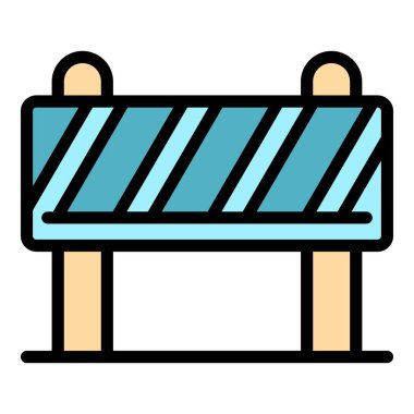 Yapı bariyeri simgesi renk ana hatları vektörü