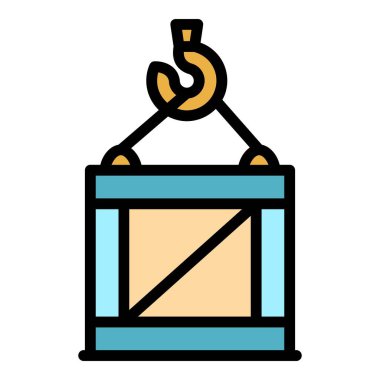 Kanca vinç kutusu simgesi renk ana hatları vektörü