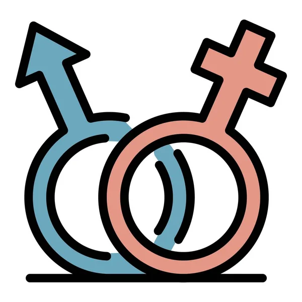 Homme femme symbole icône couleur contour vecteur — Image vectorielle