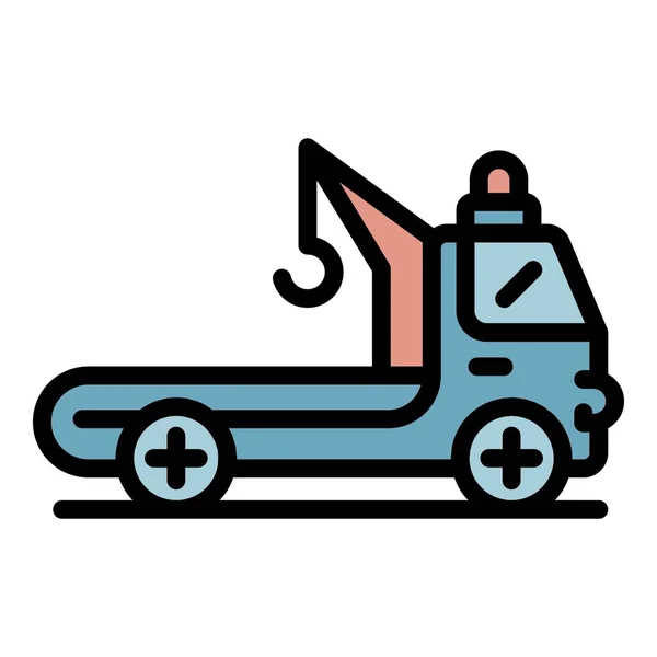 Ciężarówka holownicza ikona kolor zarys wektor — Wektor stockowy