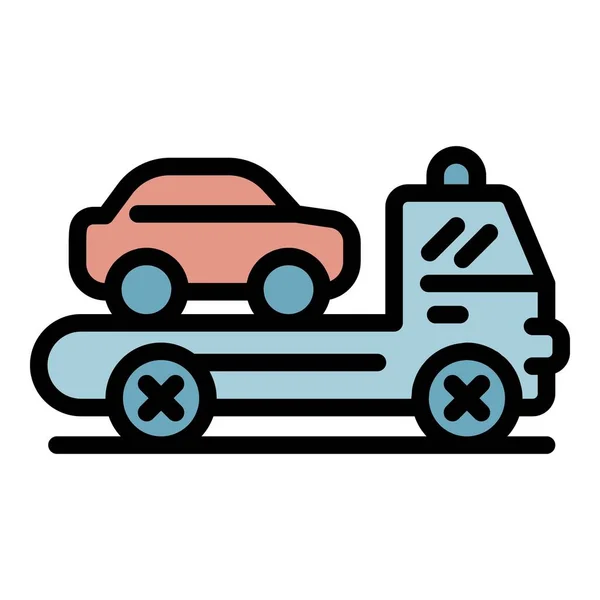 Coche remolque icono color contorno vector — Vector de stock